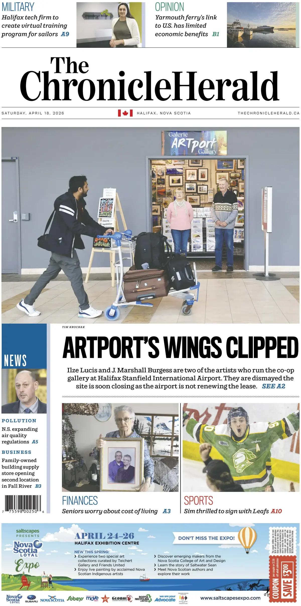 Front Page The Chronicle Herald 18/04/2026