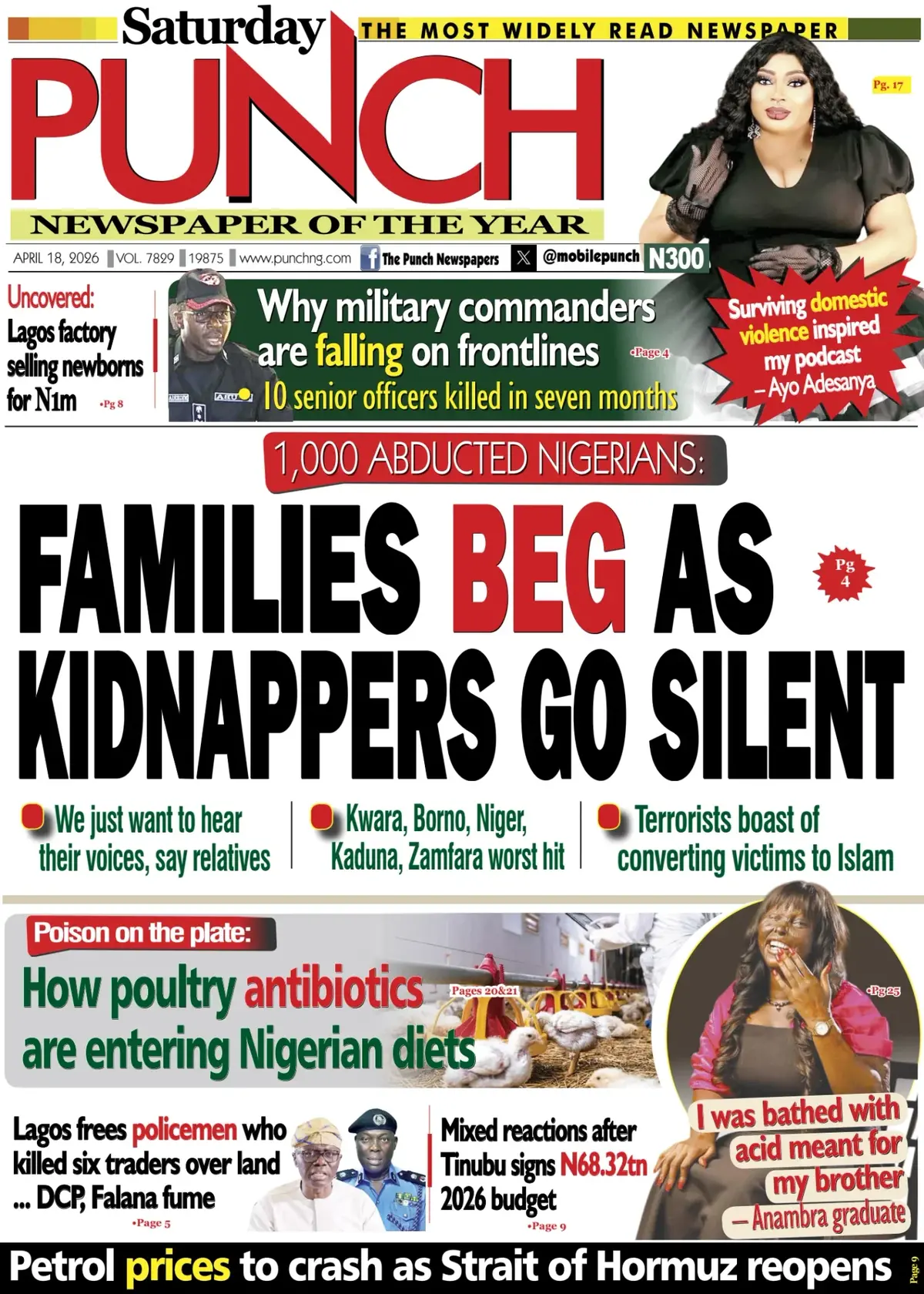 Front Page The Punch 18/04/2026