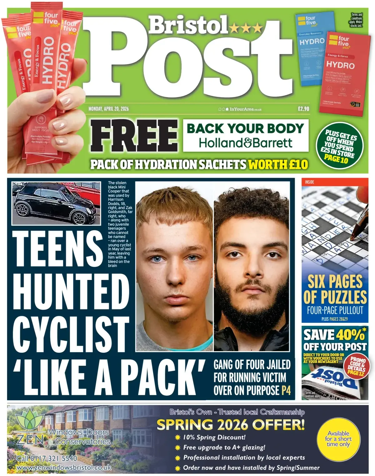 Front Page Bristol Post 20/04/2026