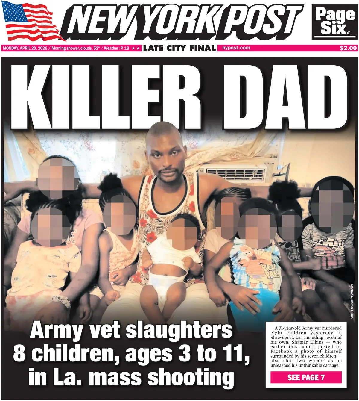 Cover New York Post 20/04/2026