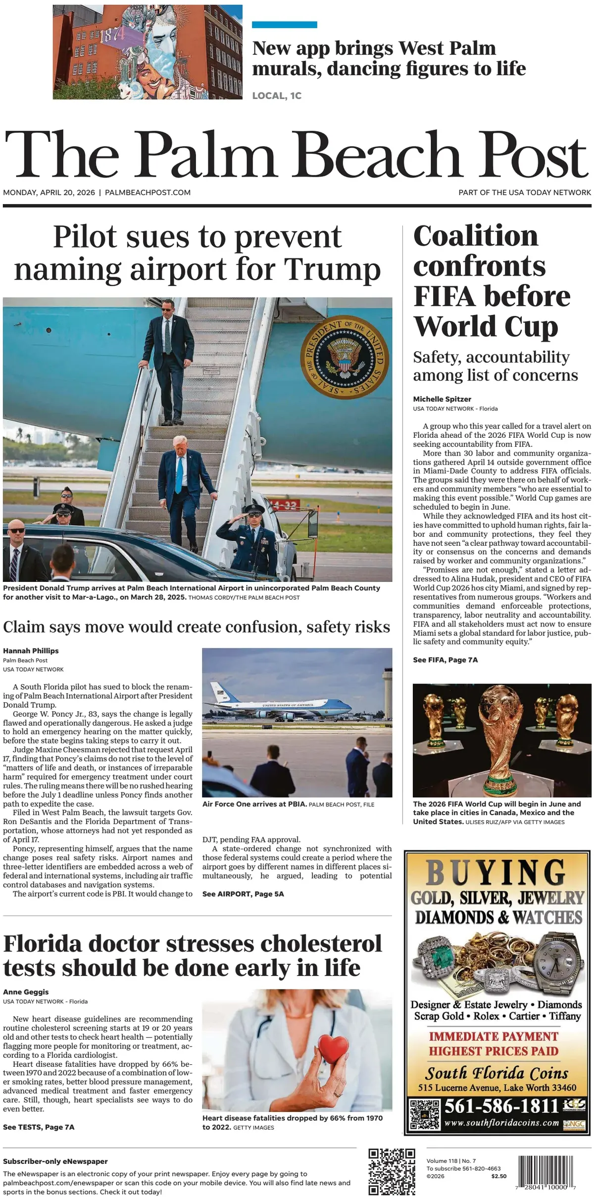 Cover The Palm Beach Post 20/04/2026
