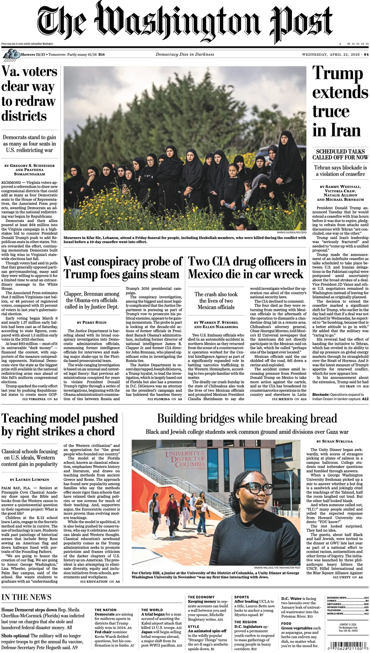 Cover The Washington Post 22/04/2026