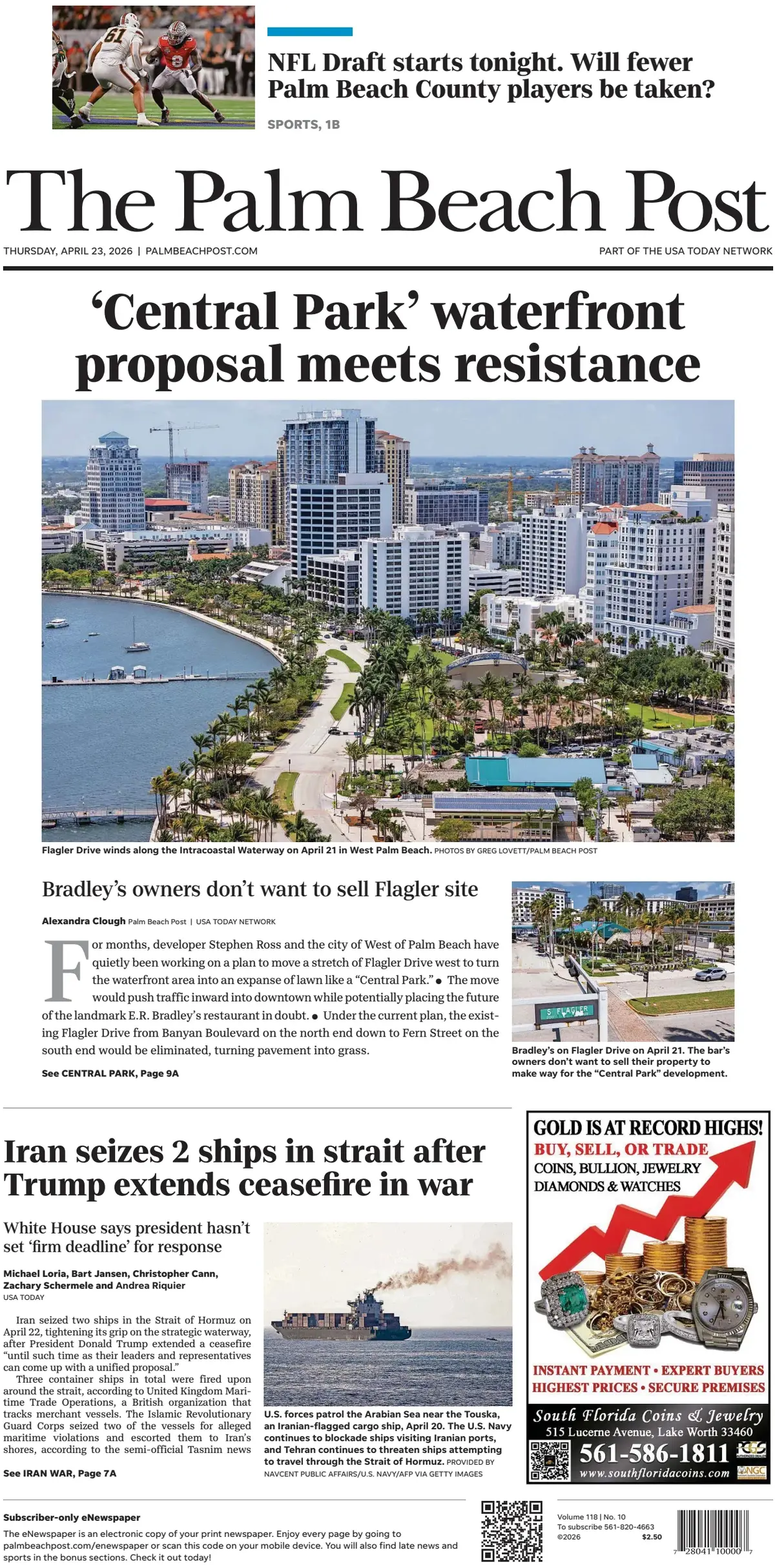 Cover The Palm Beach Post 23/04/2026