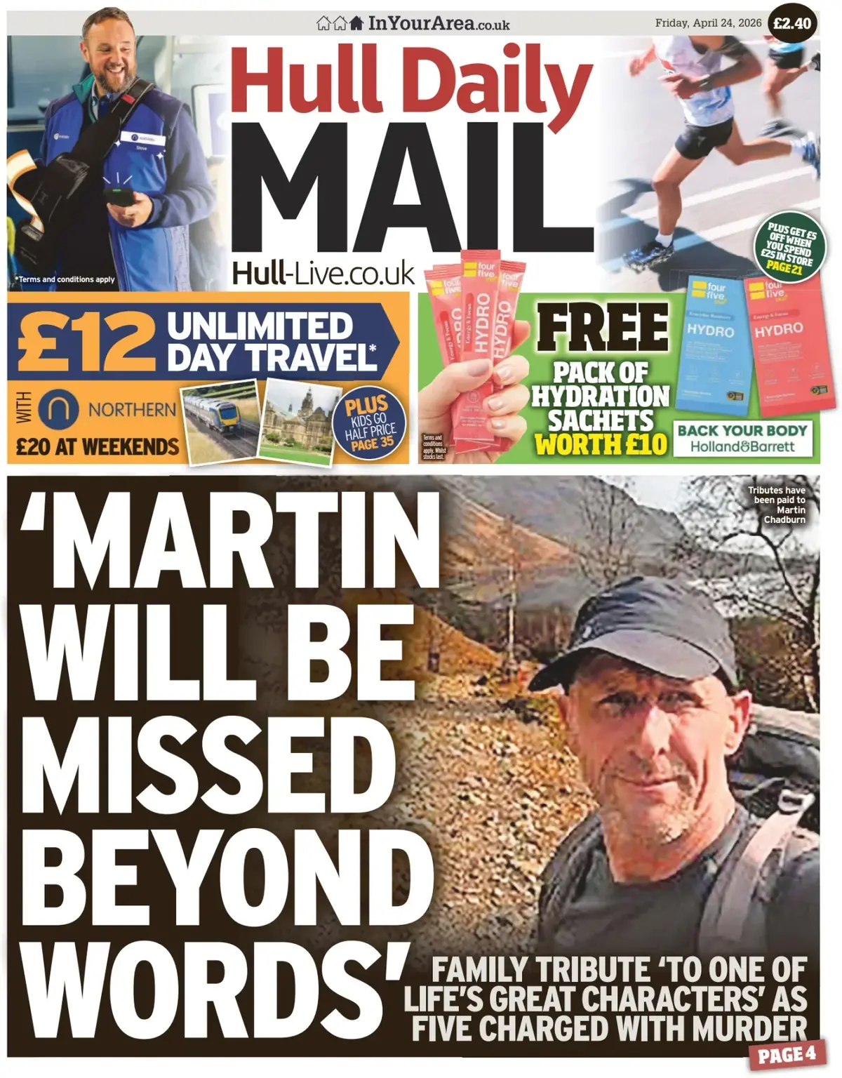 Front Page Hull Daily Mail 24/04/2026