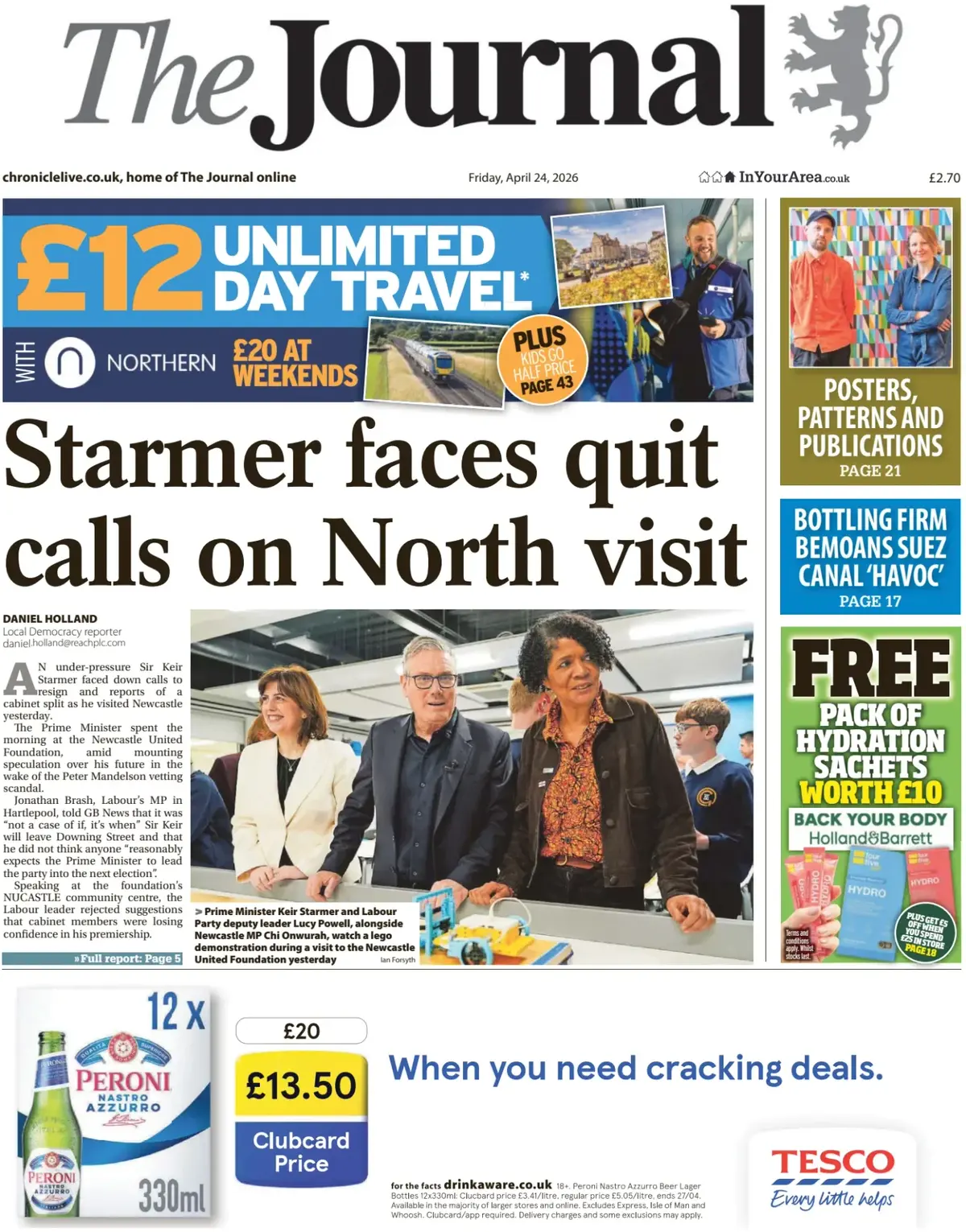 Front Page The Journal | Newcastle 24/04/2026
