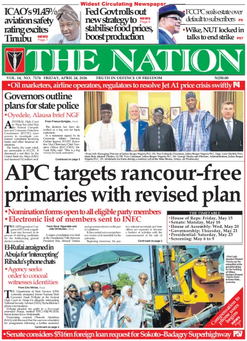 Front Page The Nation (Nigeria) 24/04/2026