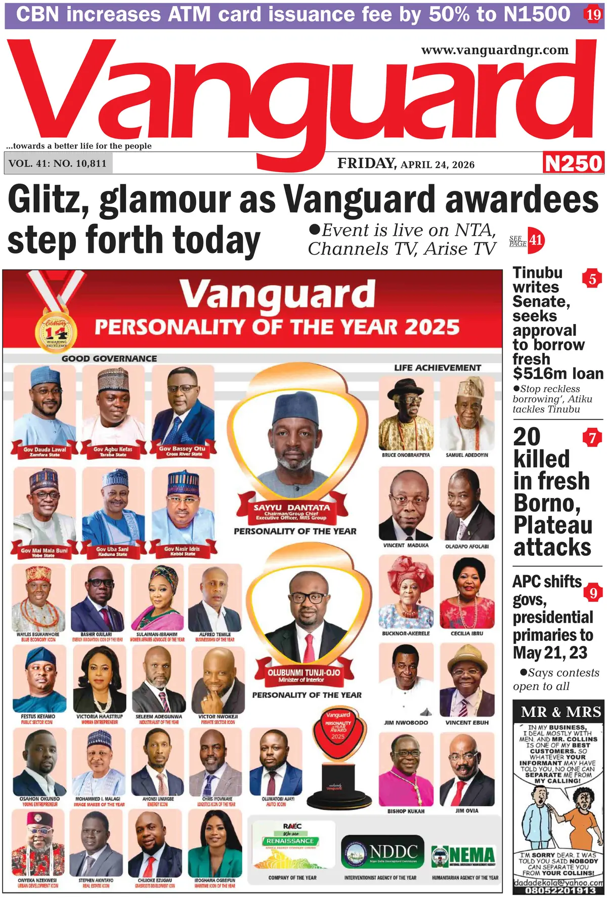 Front Page Vanguard 24/04/2026