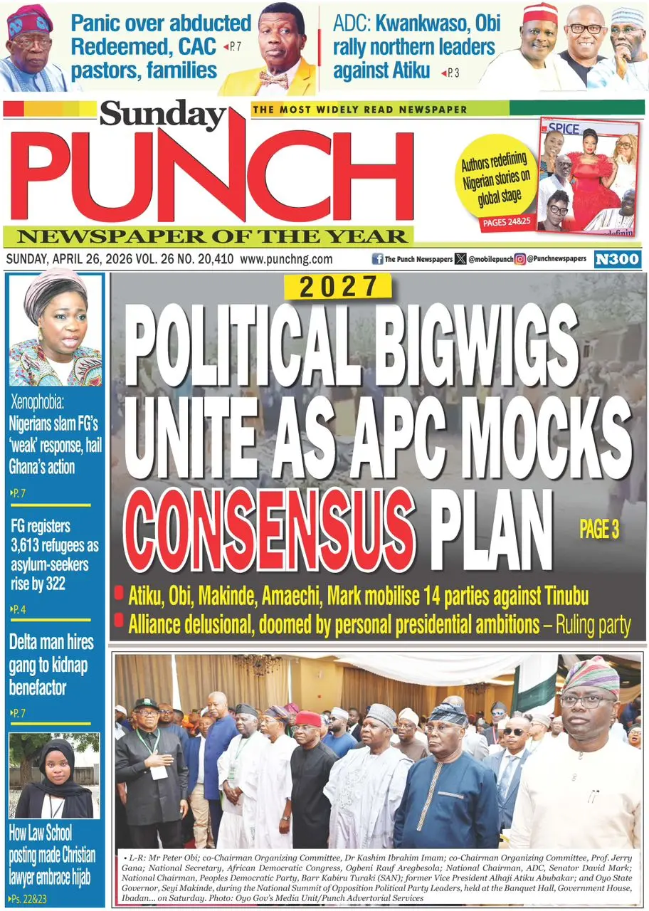 Front Page The Punch 26/04/2026