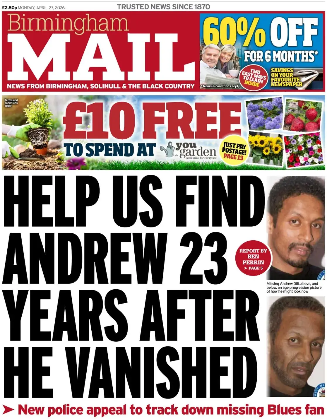 Front Page Birmingham Mail 27/04/2026