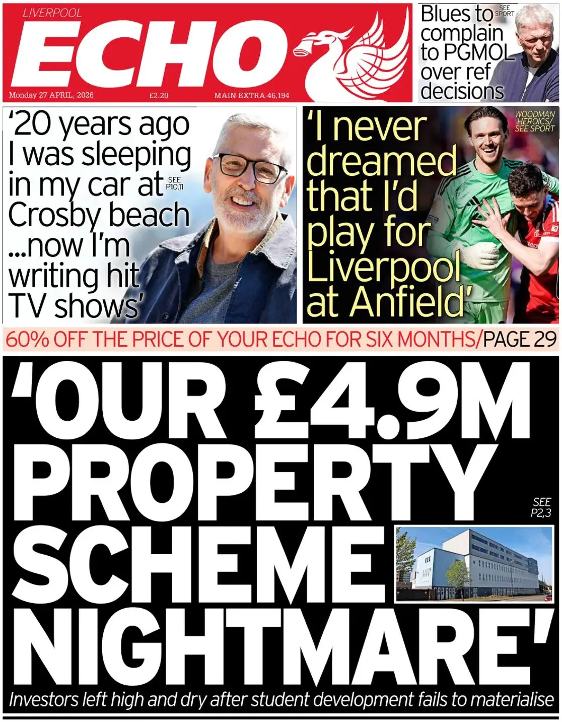 Front Page Liverpool Echo 27/04/2026