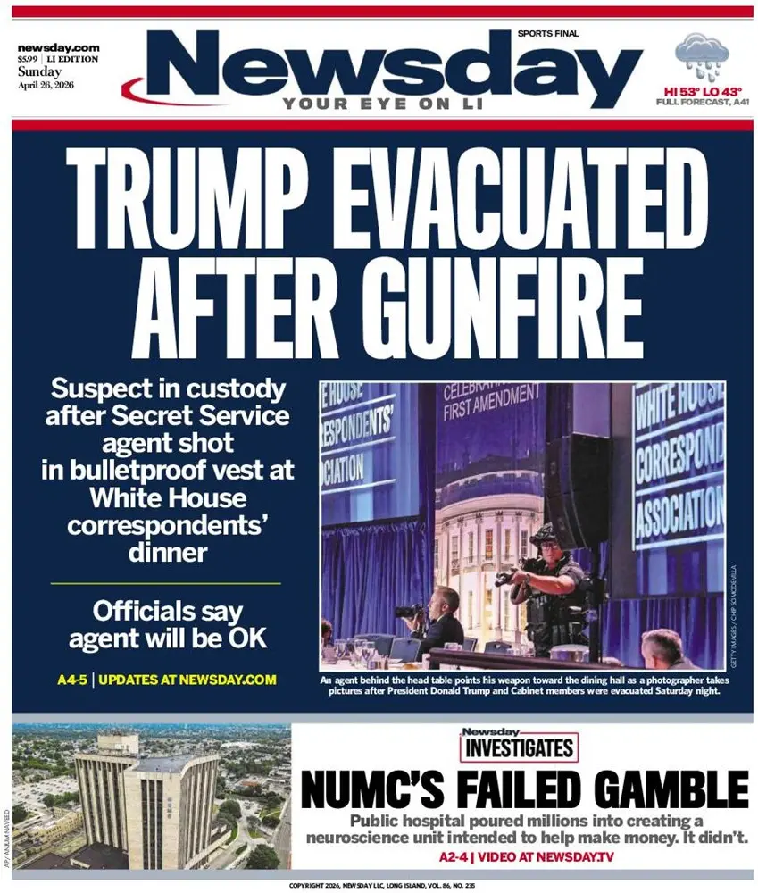 Cover Newsday 27/04/2026