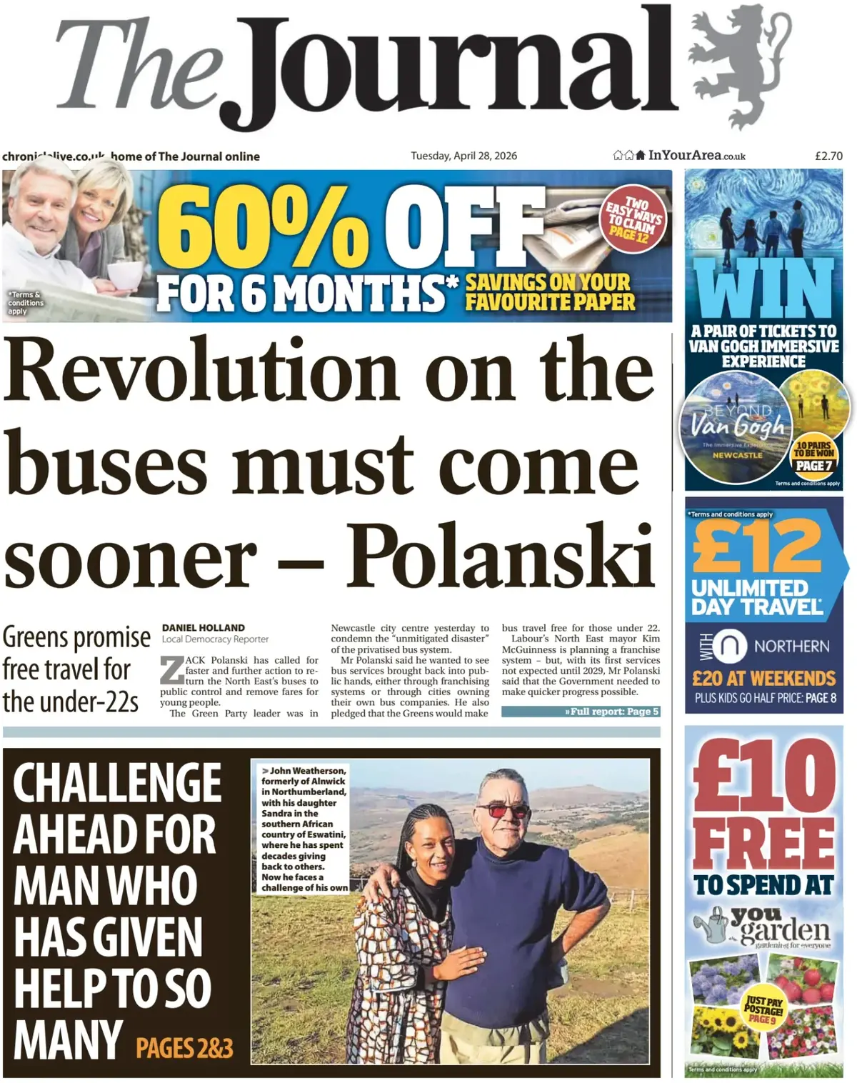 Front Page The Journal | Newcastle 28/04/2026