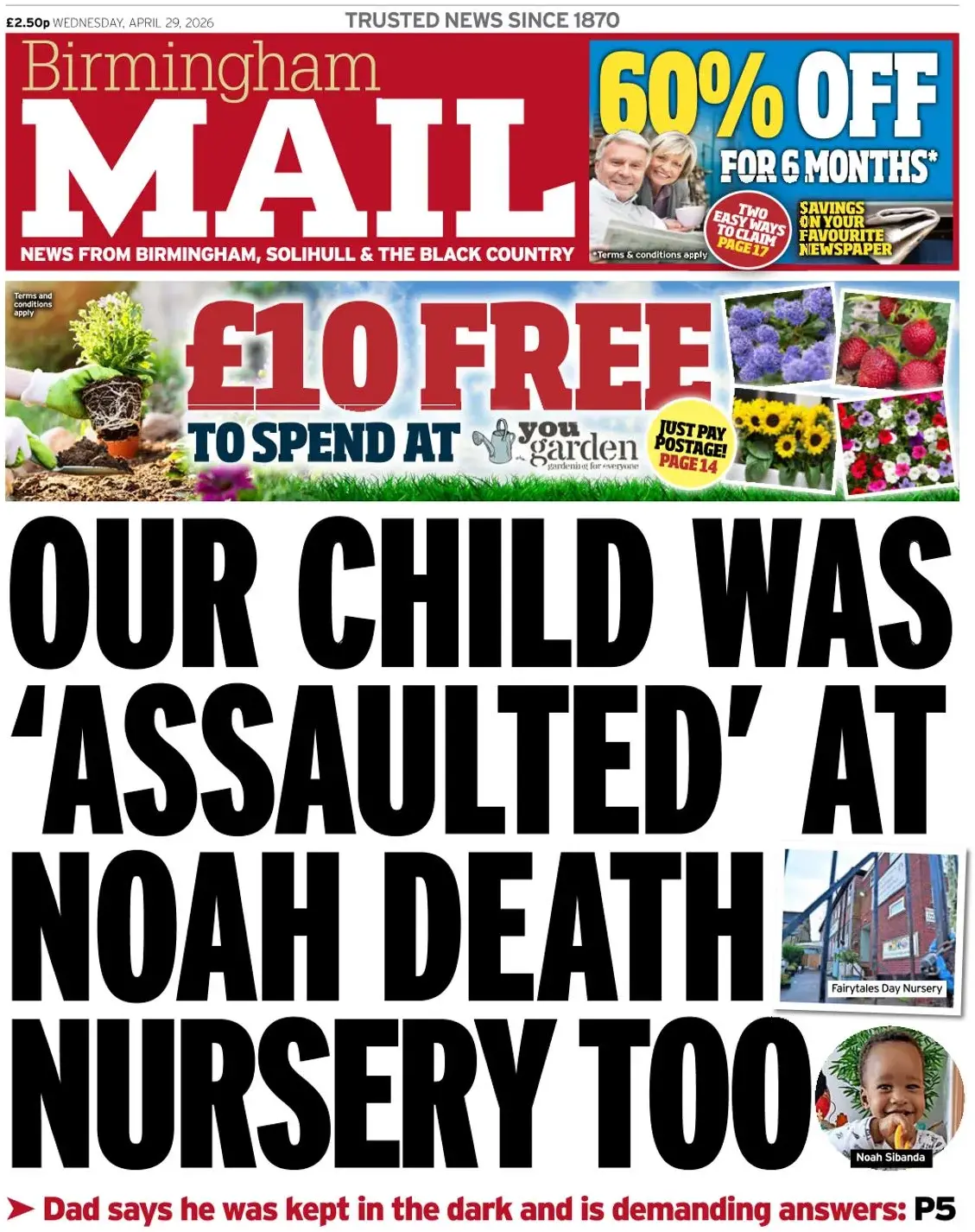 Front Page Birmingham Mail 29/04/2026