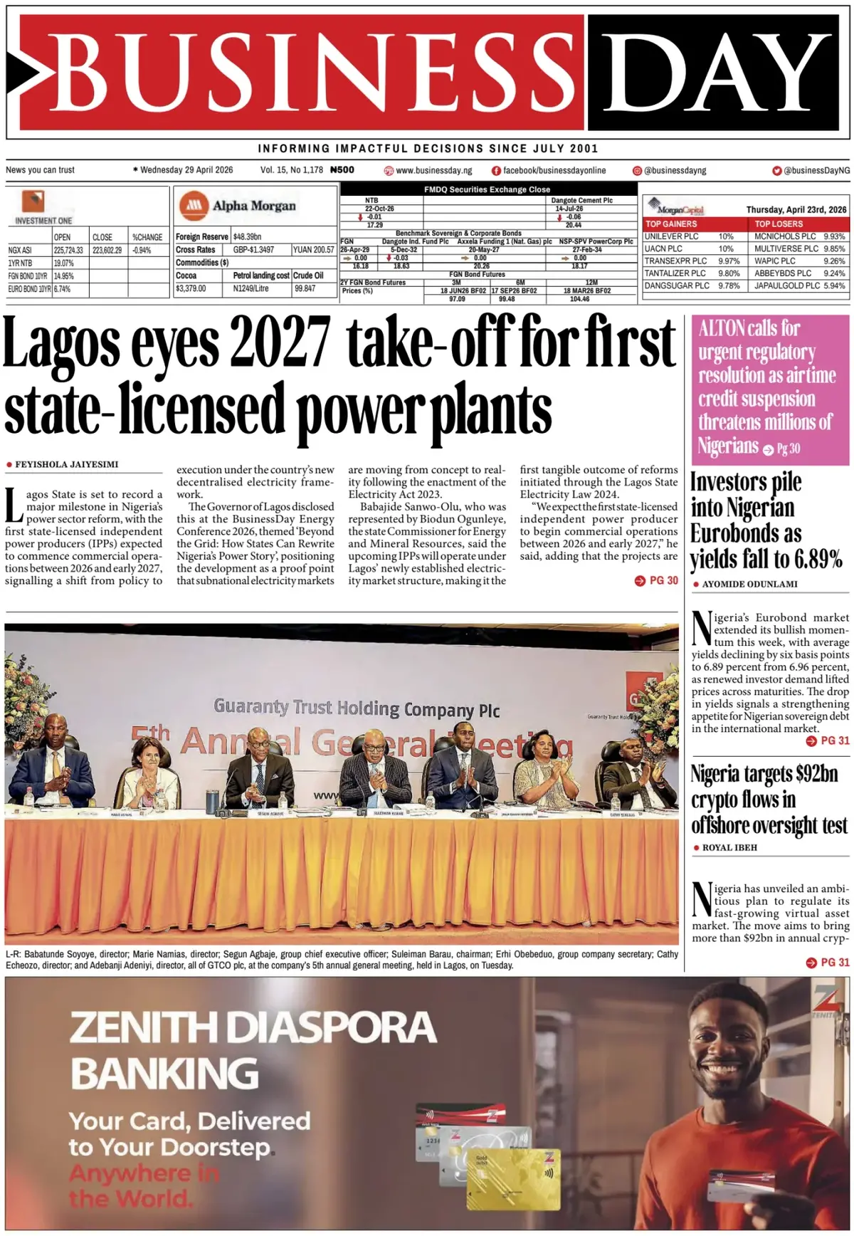 Front Page BusinessDay 29/04/2026