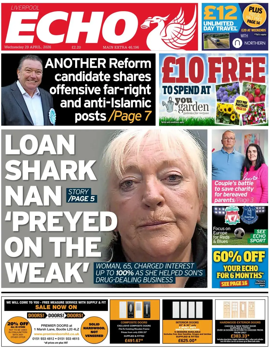 Front Page Liverpool Echo 29/04/2026