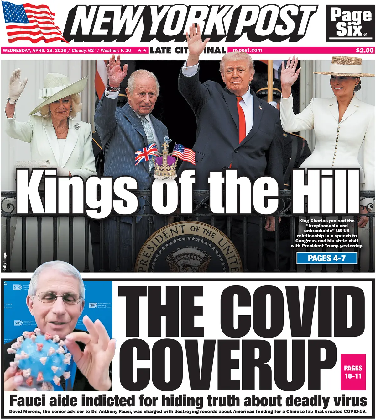 Cover New York Post 29/04/2026