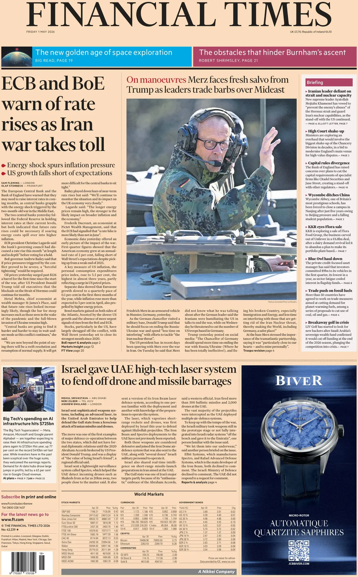 Front Page Financial Times 01/05/2026
