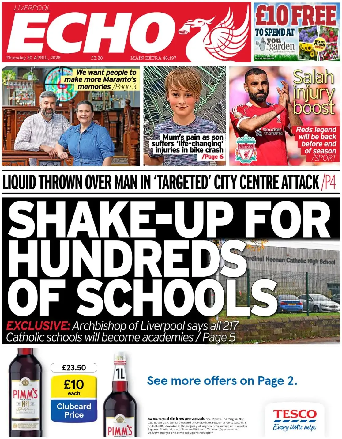 Front Page Liverpool Echo 30/04/2026
