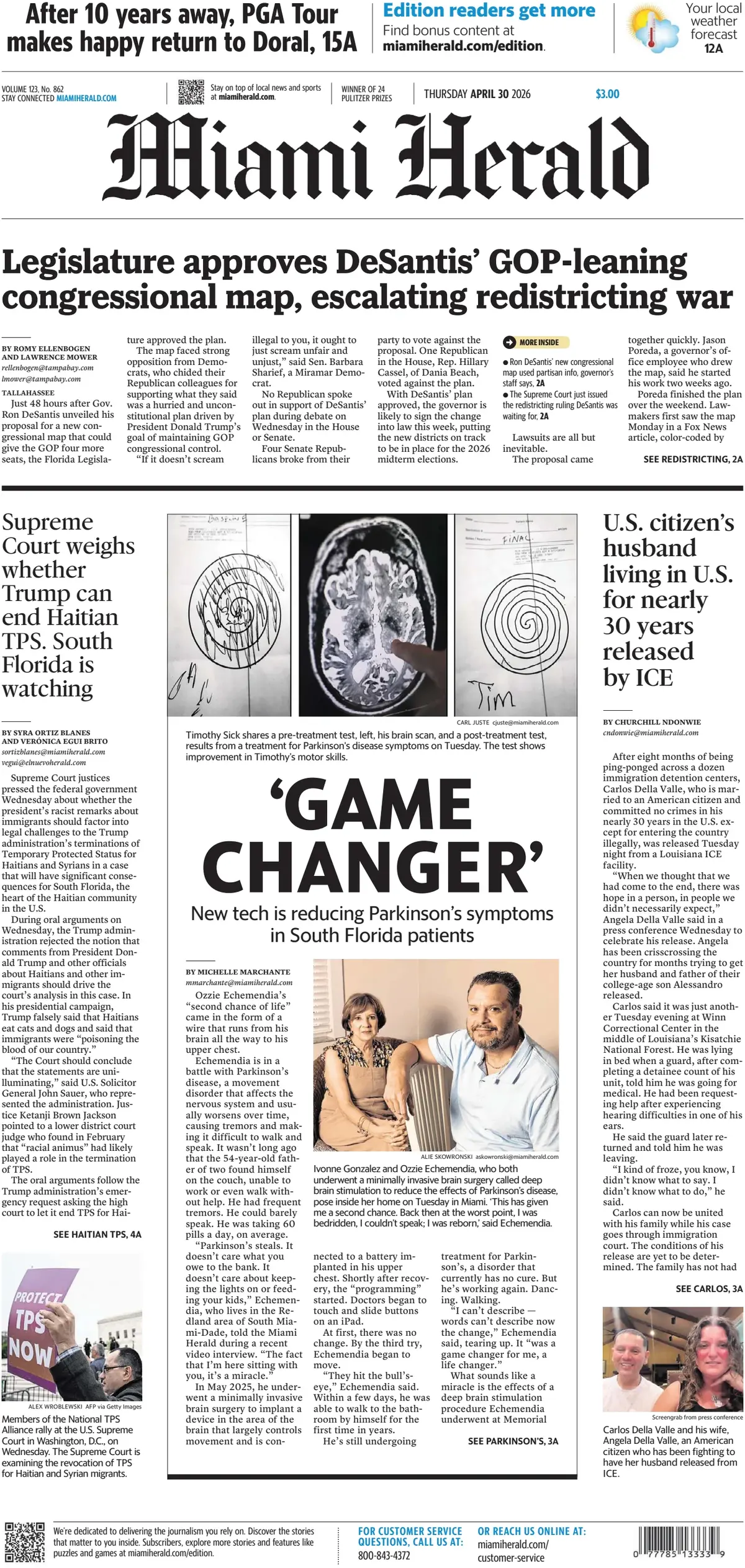 Cover Miami Herald 30/04/2026