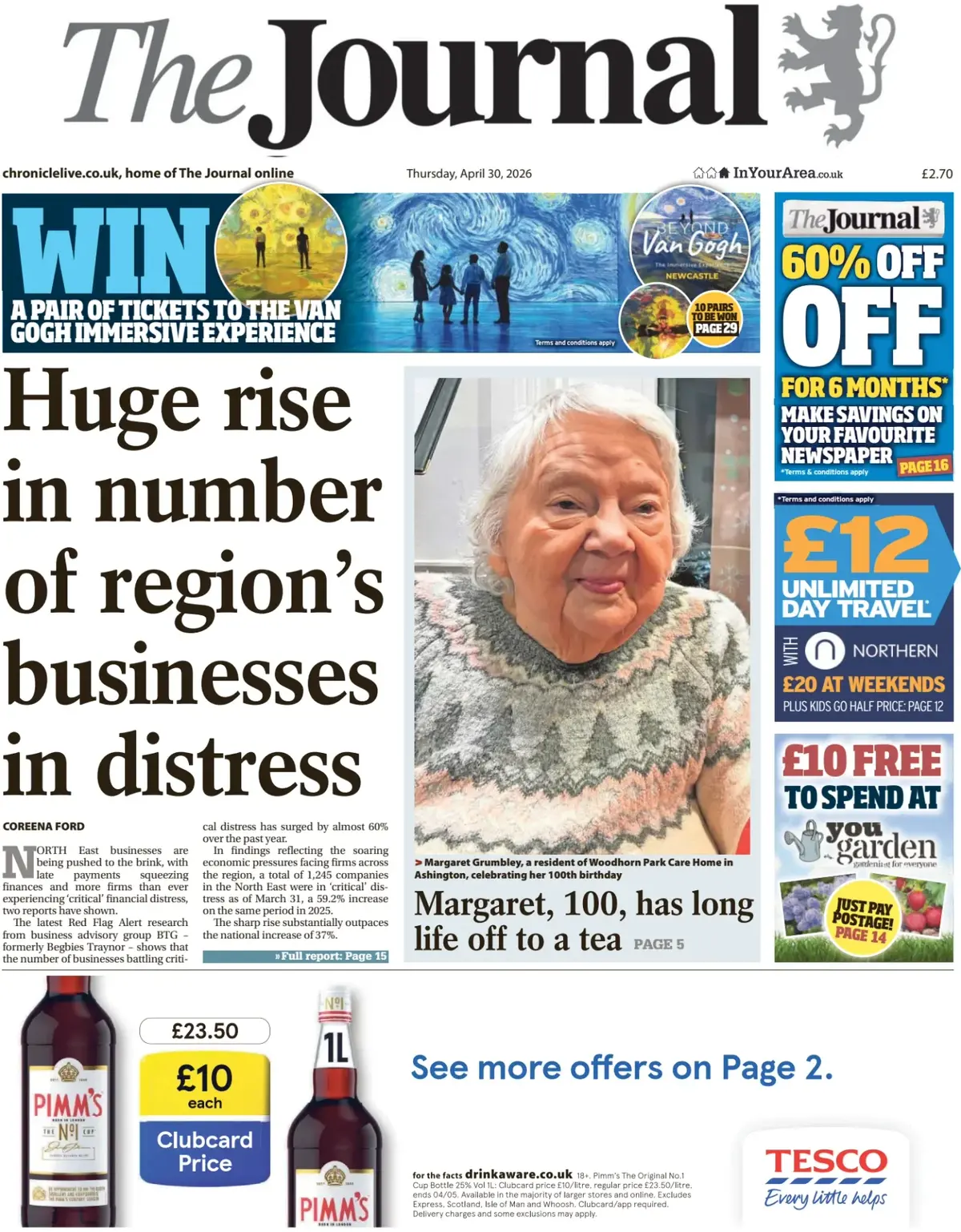 Front Page The Journal | Newcastle 30/04/2026