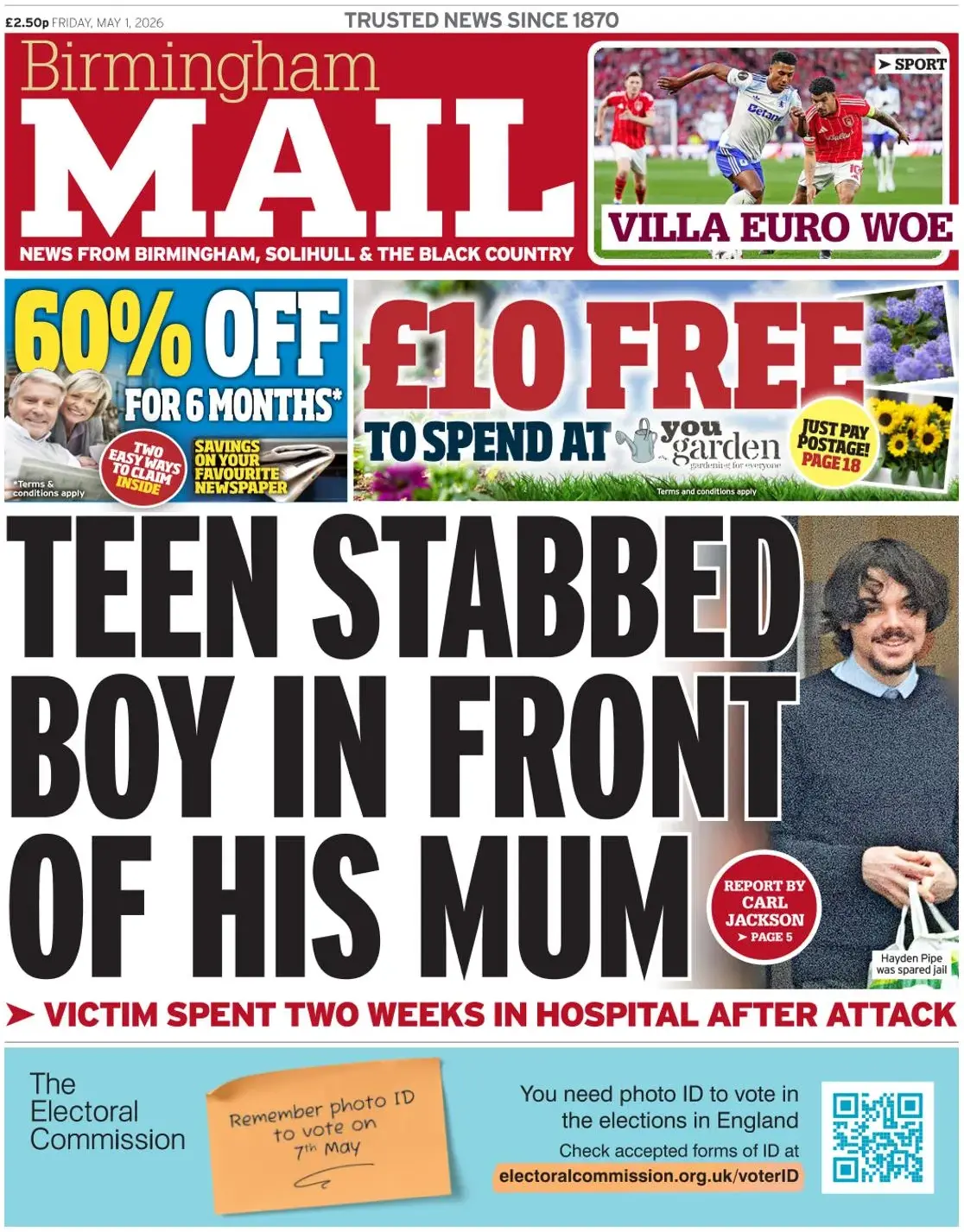 Front Page Birmingham Mail 01/05/2026