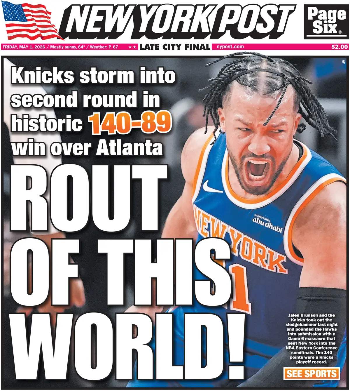 Cover New York Post 01/05/2026