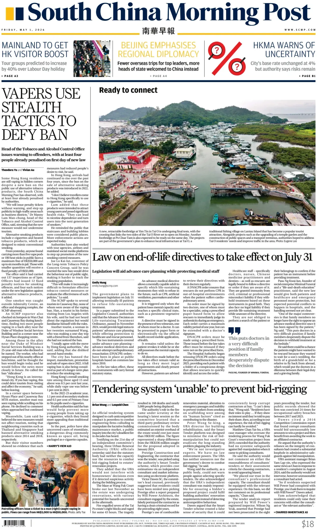 Front Page South China Morning Post 01/05/2026