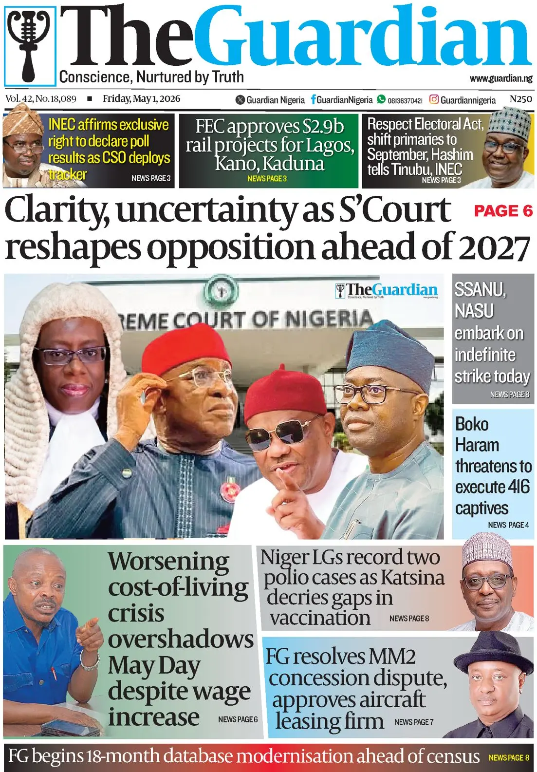 Front Page The Guardia (Nigeria) 01/05/2026