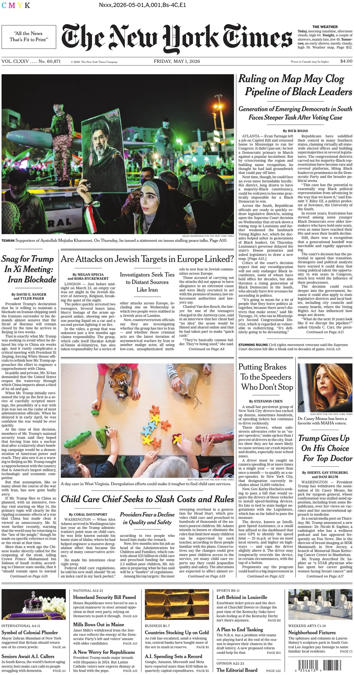 Cover The New York Times 01/05/2026