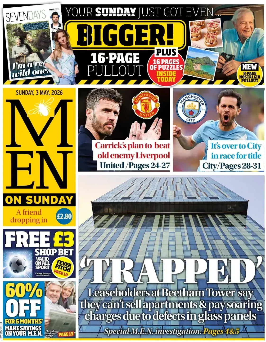 Front Page Manchester Evening News 03/05/2026
