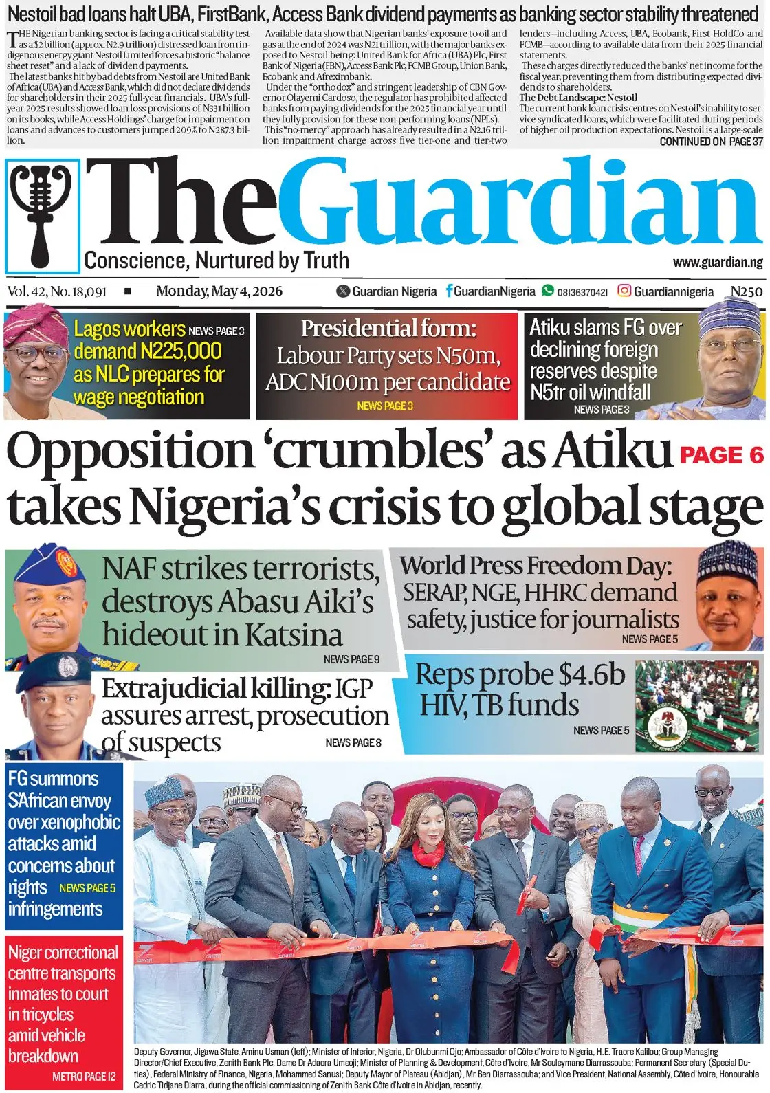 Front Page The Guardia (Nigeria) 04/05/2026