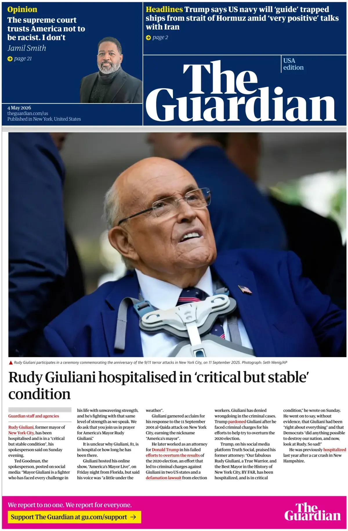 Cover The Guardian US 04/05/2026