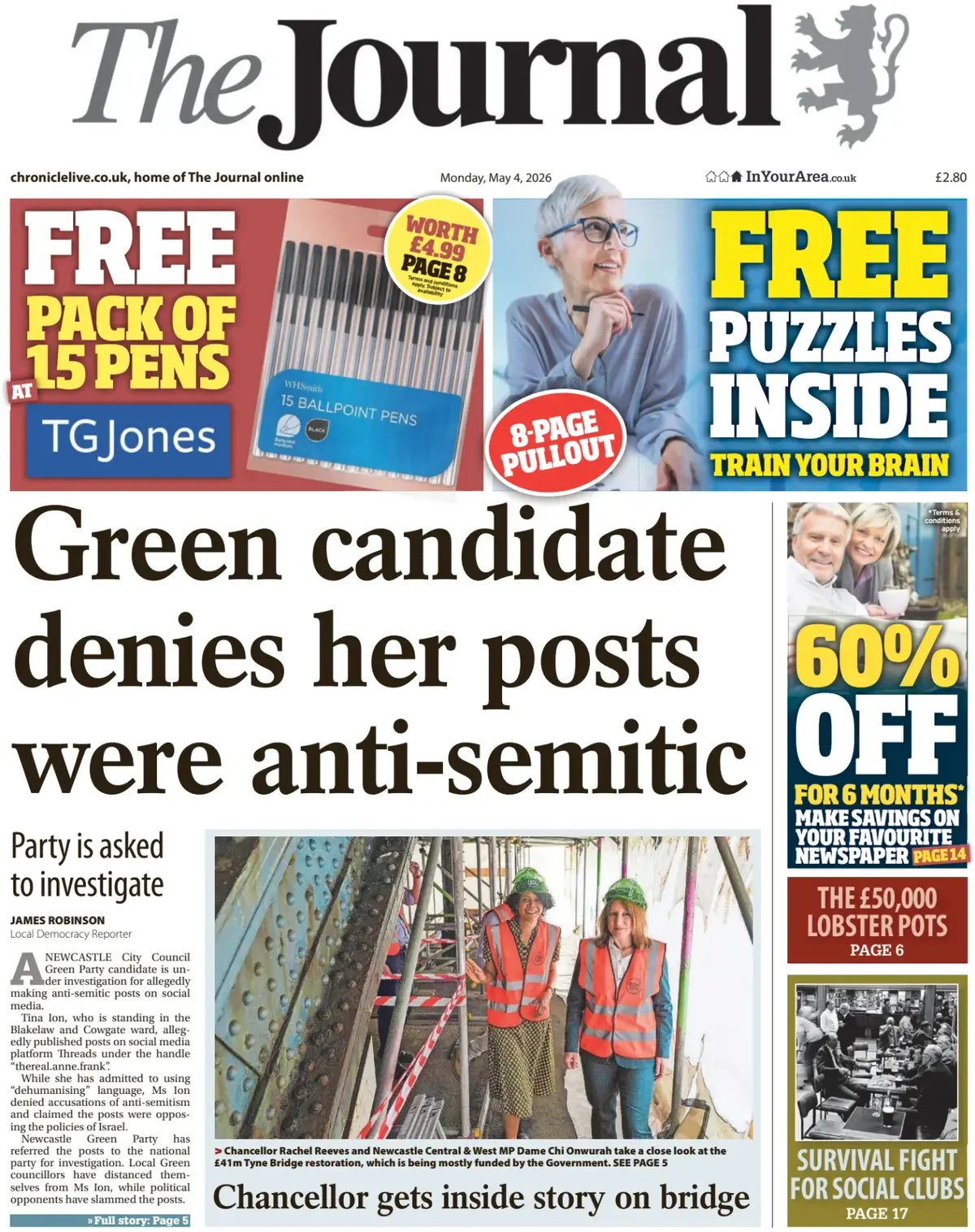 Front Page The Journal | Newcastle 04/05/2026