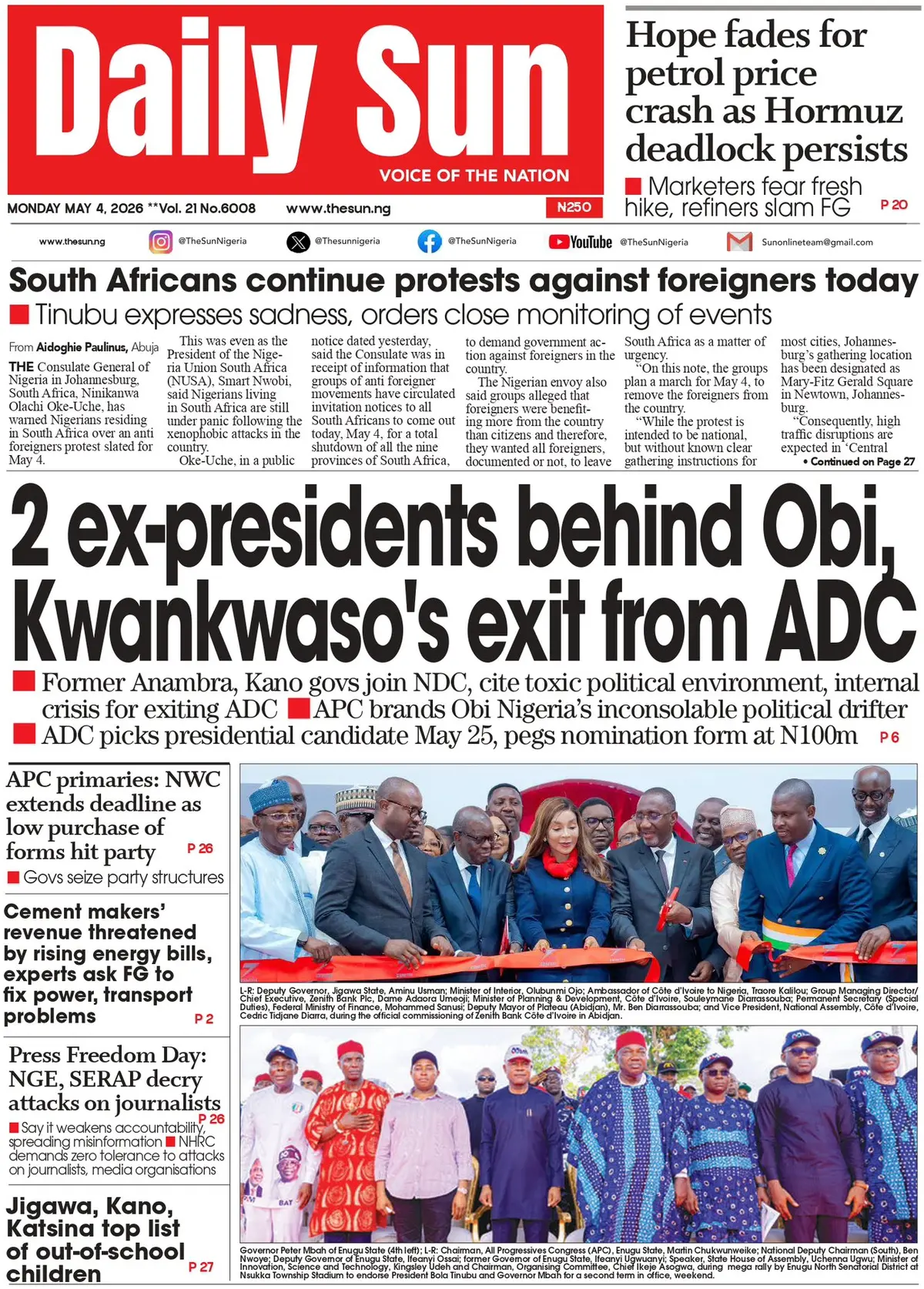 Front Page The Sun (Nigeria) 04/05/2026
