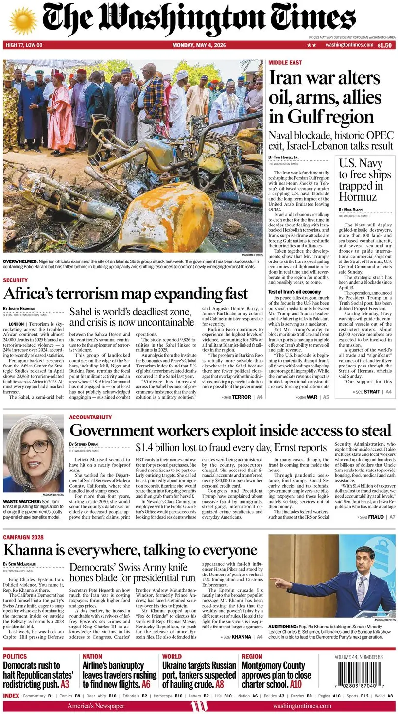 Cover The Washington Times 04/05/2026