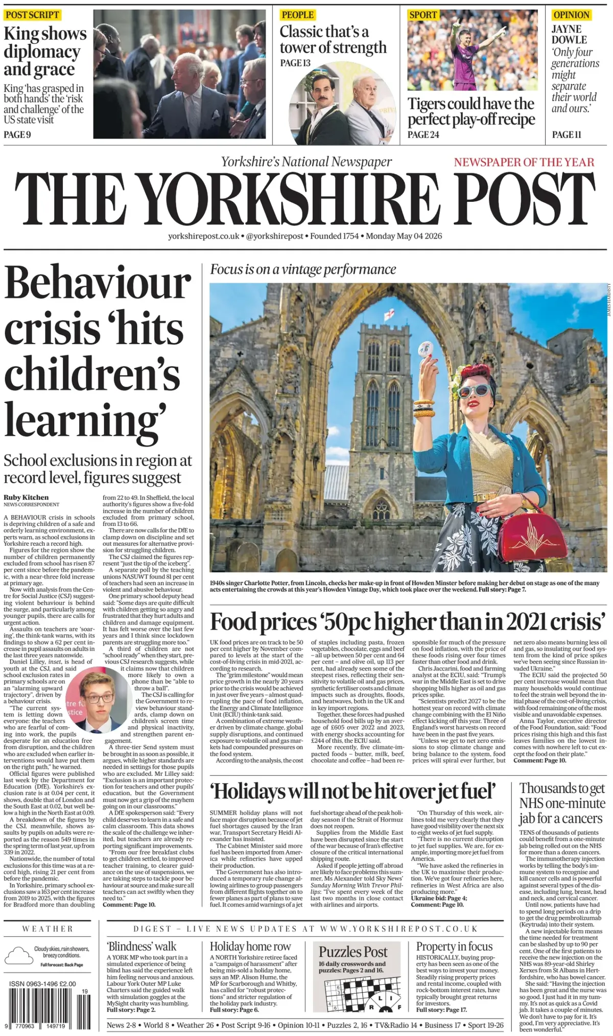 Front Page The Yorkshire Post 04/05/2026