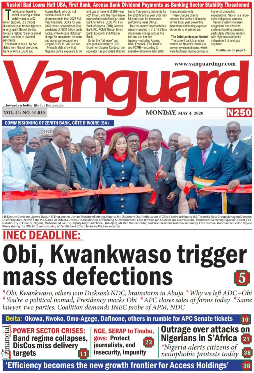 Front Page Vanguard 04/05/2026