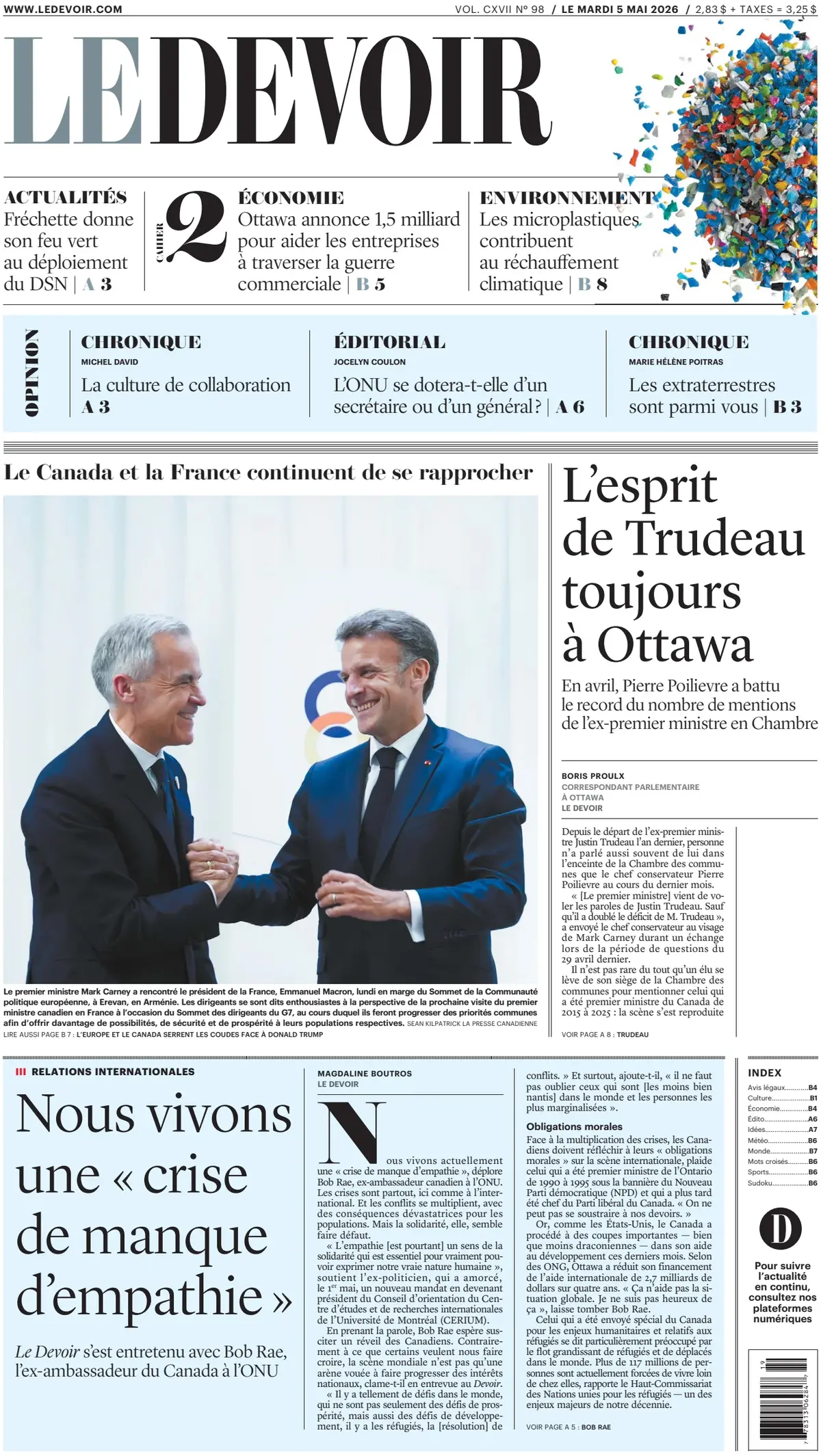 Front Page Le Devoir 05/05/2026