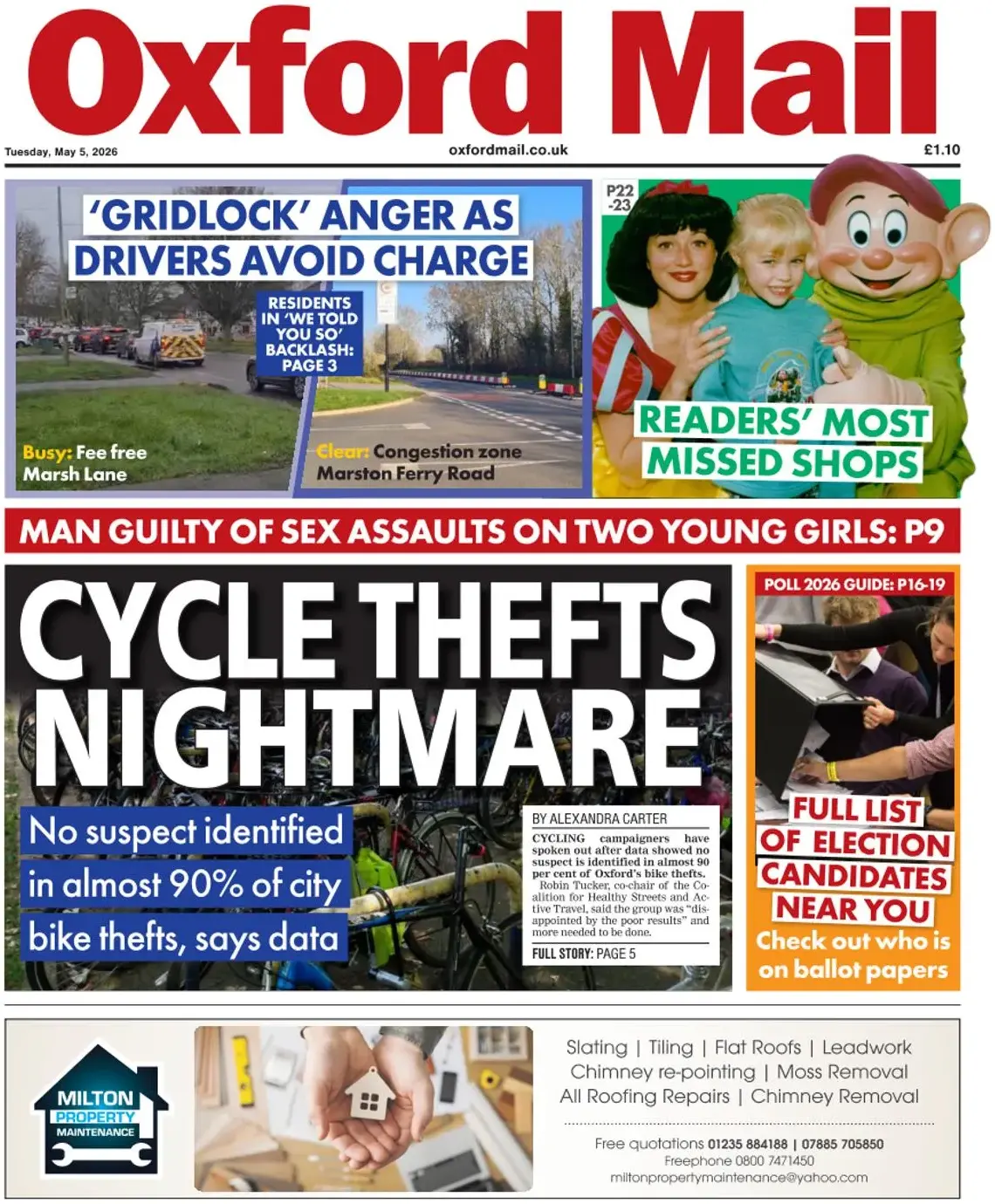 Front Page Oxford Mail 05/05/2026