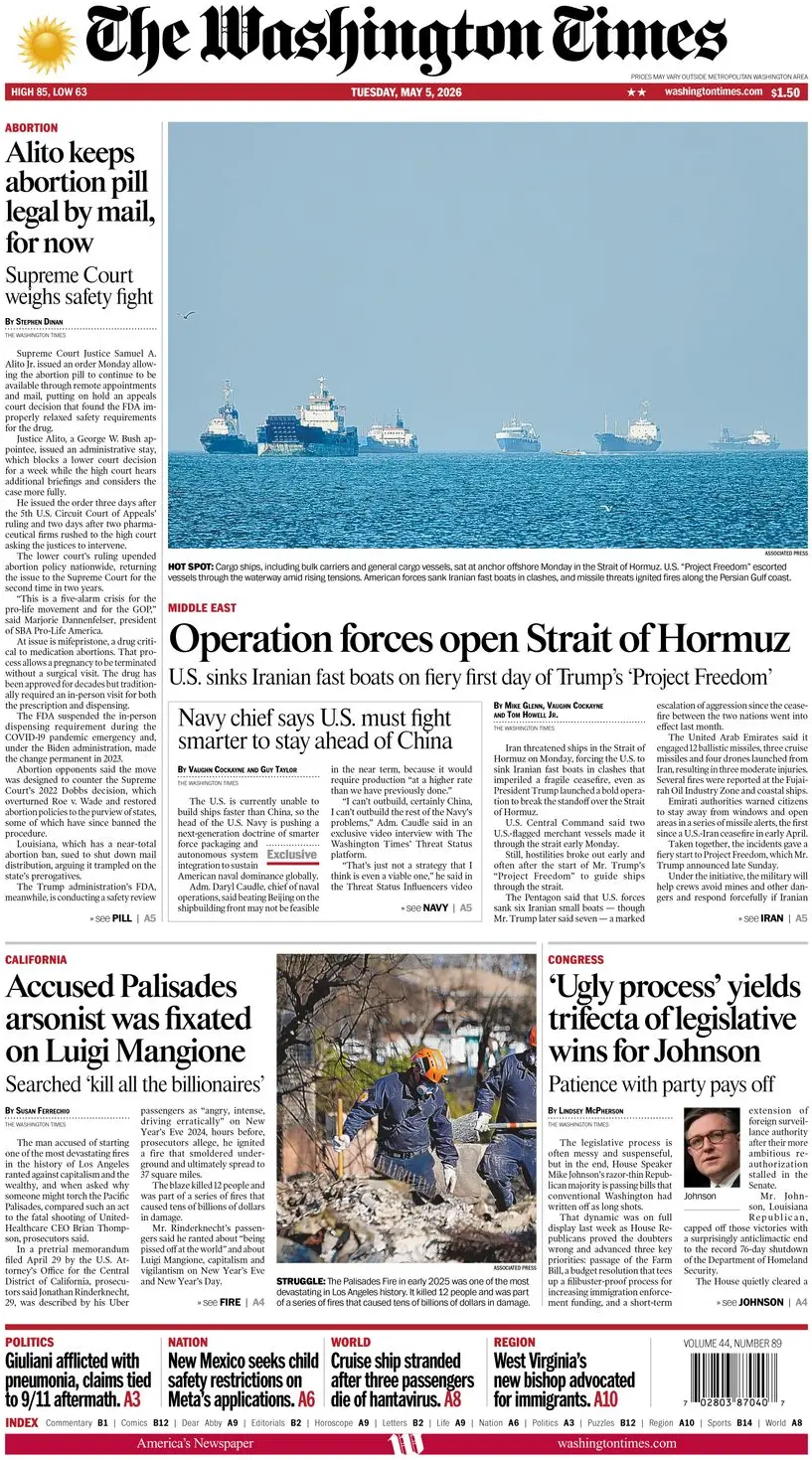 Cover The Washington Times 05/05/2026