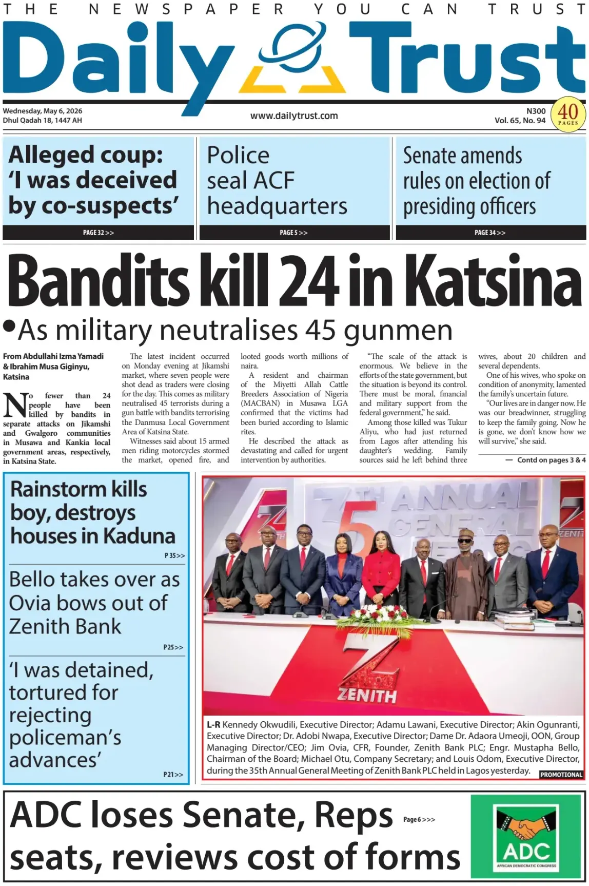 Front Page Daily Trust 06/05/2026