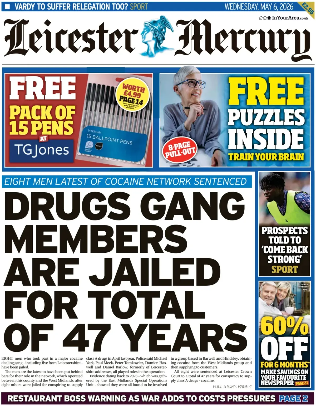 Front Page Leicester Mercury 06/05/2026