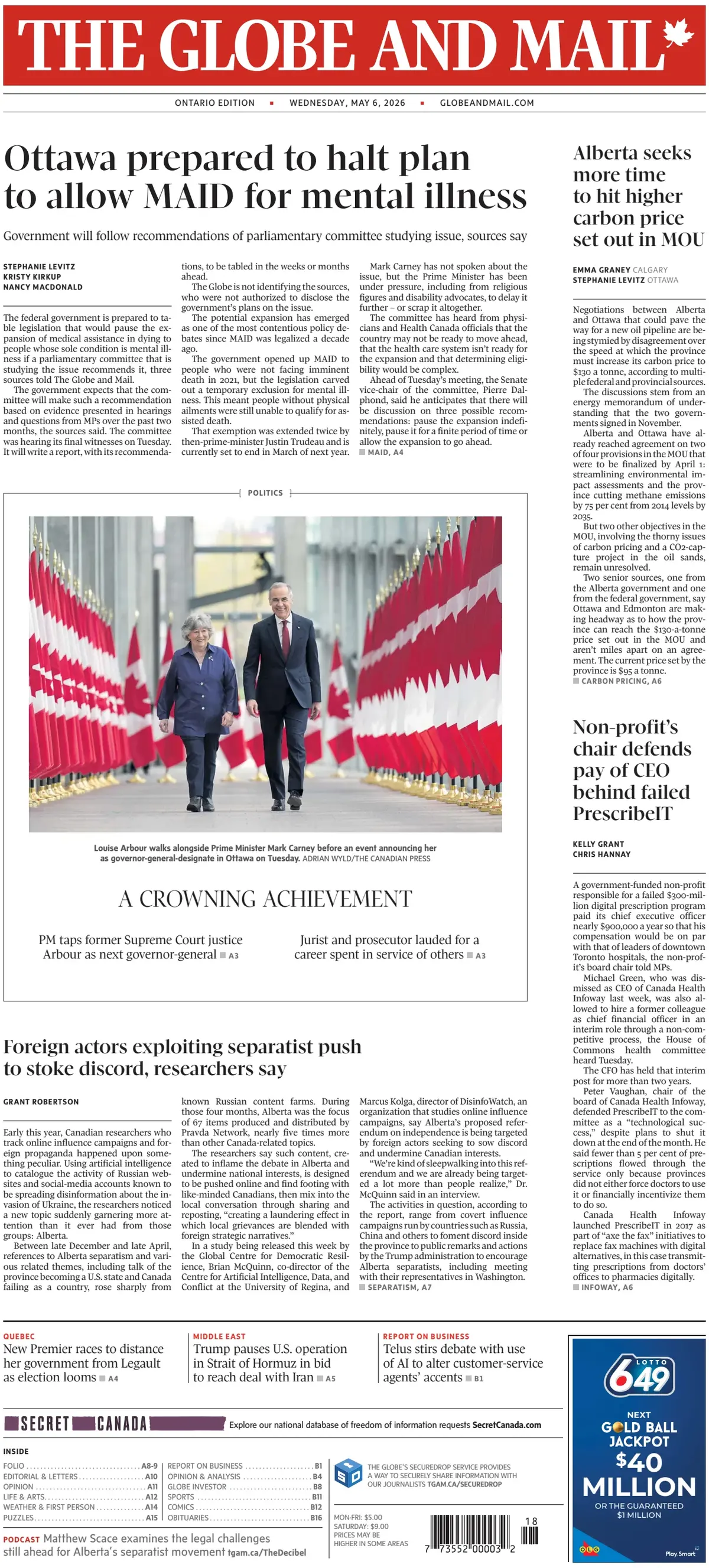 Front Page The Globe and Mail 06/05/2026