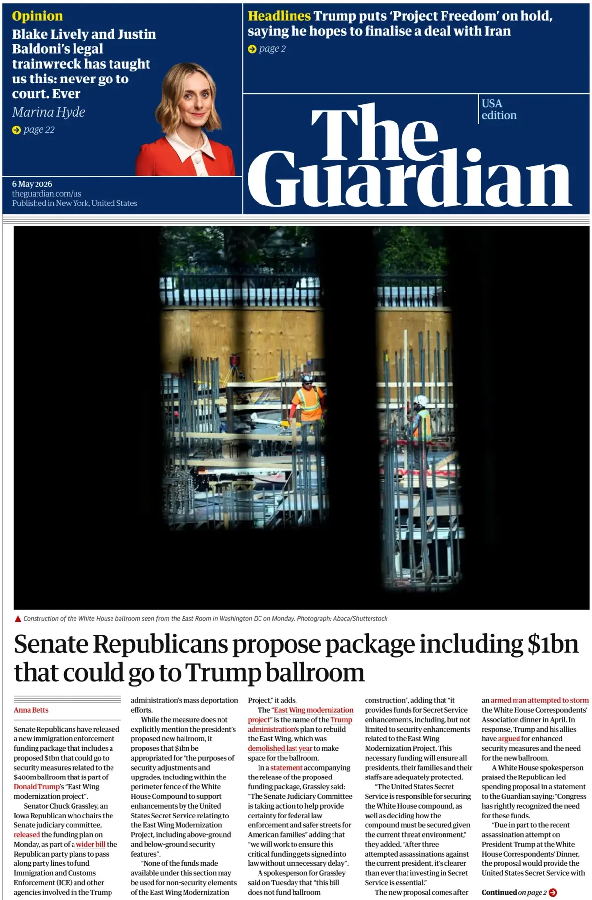 Cover The Guardian US 06/05/2026
