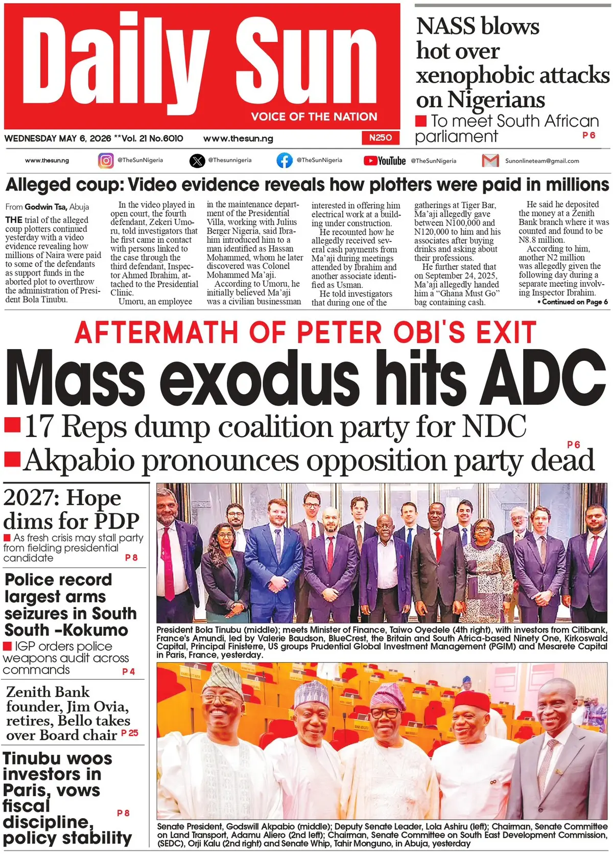 Front Page The Sun (Nigeria) 06/05/2026