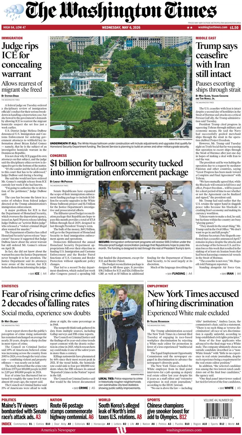 Cover The Washington Times 06/05/2026