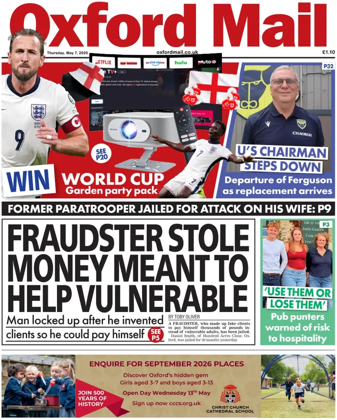 Front Page Oxford Mail 07/05/2026