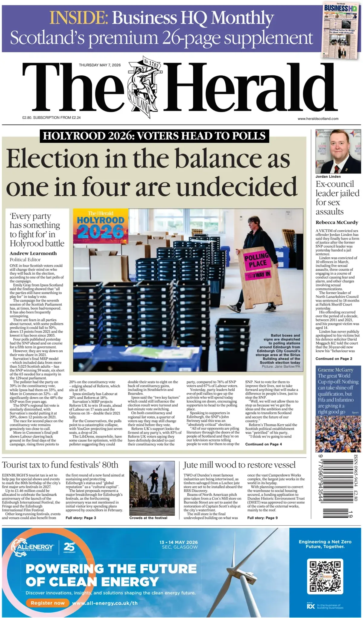 Front Page The Herald | Scotland 07/05/2026