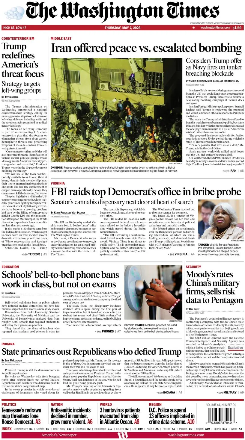Cover The Washington Times 07/05/2026