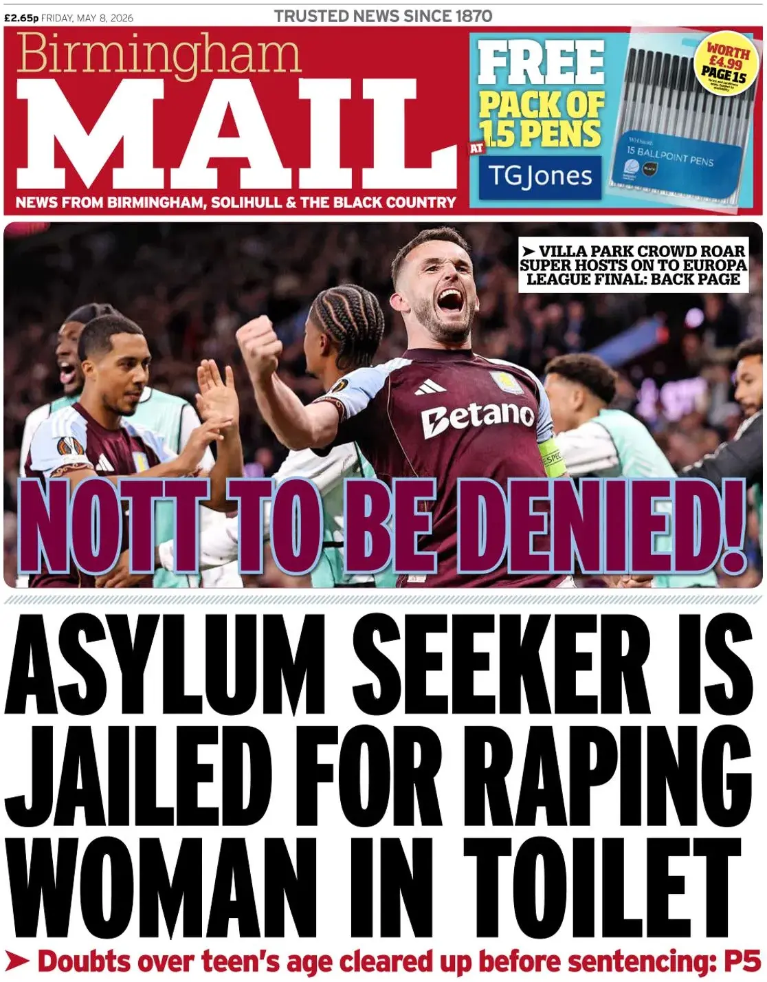 Front Page Birmingham Mail 08/05/2026
